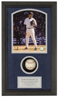 Mariano Rivera Autographed Game Used Baseball In Shadow Box Display (Yankees LOA)